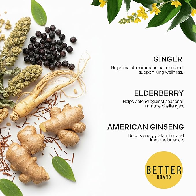 Betterbrand Mullein Tea Bags for Lung Detox - Respiratory Support with Thyme, Elderberry, Ginseng, Ginger, Caffeine Free Herbal Blend - 15 Tea Bags (Pack of 2) - Bloomnest