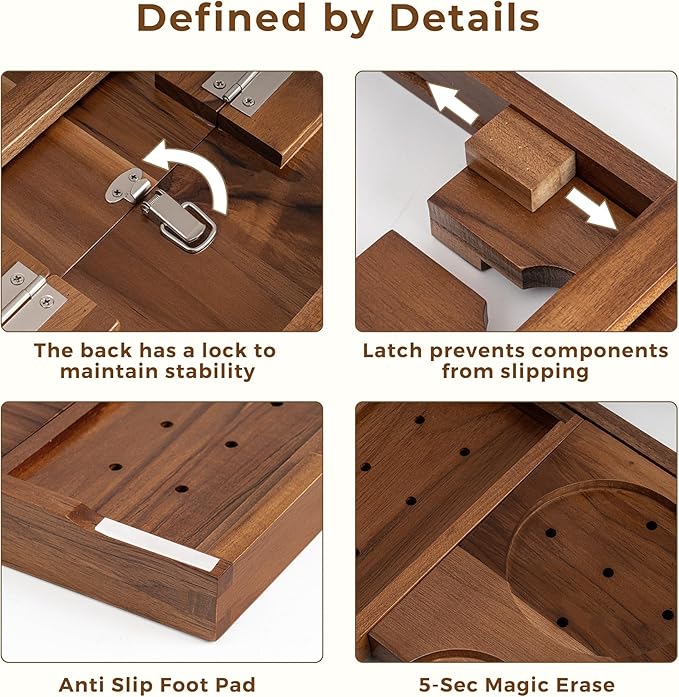 Teak Bathtub Tray, Luxury Bath Table Tray with Wine Glass and Phone Holders & Book Stand, Foldable Wooden Bathtub Caddy for Home Spa Relaxation, Bath Gift for Women（Natural Teak） - Bloomnest