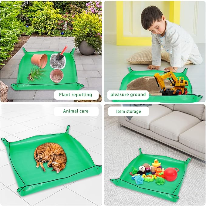 26.8" x 26.8" Plant Repotting Mat Waterproof Transplanting Mat Indoor Succulent Potting Mat Portable Gardening Watering mat Square and Foldable Garden mat - Bloomnest