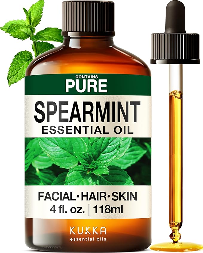 KUKKA Spearmint Essential Oils - 4 Fl Oz - for Hair, Skin, Diffuser, Aromatherapy & DIY Soap Making Scent - Bloomnest