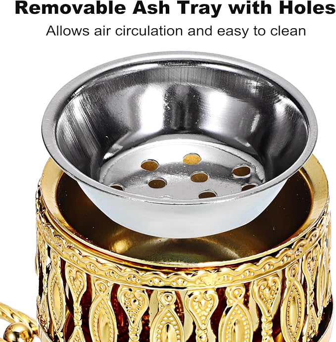 JUXYES Vintage Incense Burner Holder with Ash Catchers and Cross Lid, Metal Censer Antique Charcoal Incense Resin Burner with Tongs, Zinc Alloy Spiritual Aromatherapy Yoga Meditation Retro Home Decor - Bloomnest