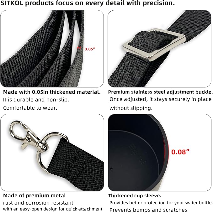 Silicone Boot Set for Owala Water Bottle 24 oz, 32 oz, 40 oz - Includes Non-Slip Sleeve, Shoulder Strap & Handle Strap, Perfect Owala Accessories, Fits Owala Tumbler, Owala FreeSip, Candy Coated SITKOL