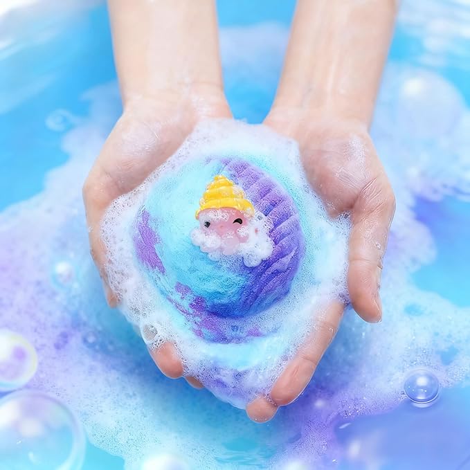 Ocean Bath Bombs for Kids with Toys Inside, 12 Pack Kids Shell Bath Bombs with Surprise Sea Animal Toys for Boys Girls Handmade Bubble Bath Fizzies Birthday Christmas Gift Set - Bloomnest
