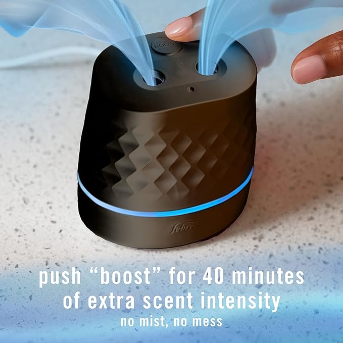 Febreze Plug Scent Booster Starter Kit, Black, Oil Diffuser, Air Freshener Plug in, Continuous Scent Device + 2 Hawaiian Aloha Refill - Bloomnest