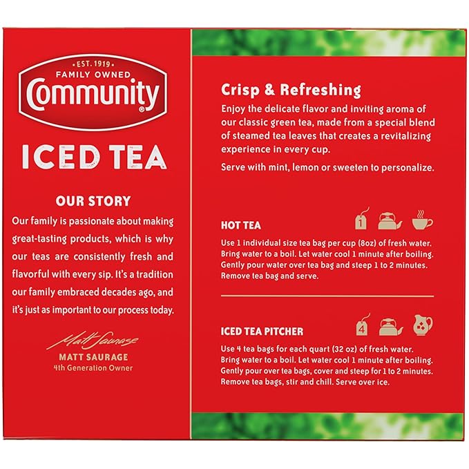 Community Coffee Green Tea Bags, Individual Size, 48 Count (Pack of 1) - Bloomnest