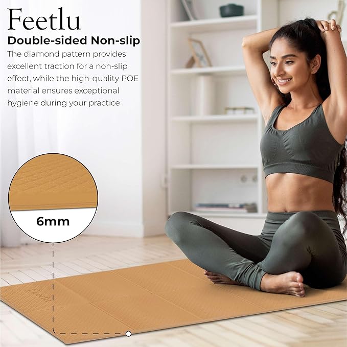 Foldable Yoga Mat, 6mm Thick, Lightweight, Anti-Slip, and Easy to Store – Perfect for Travel, Yoga, Pilates, Home Workouts, and Floor Exercises - Bloomnest