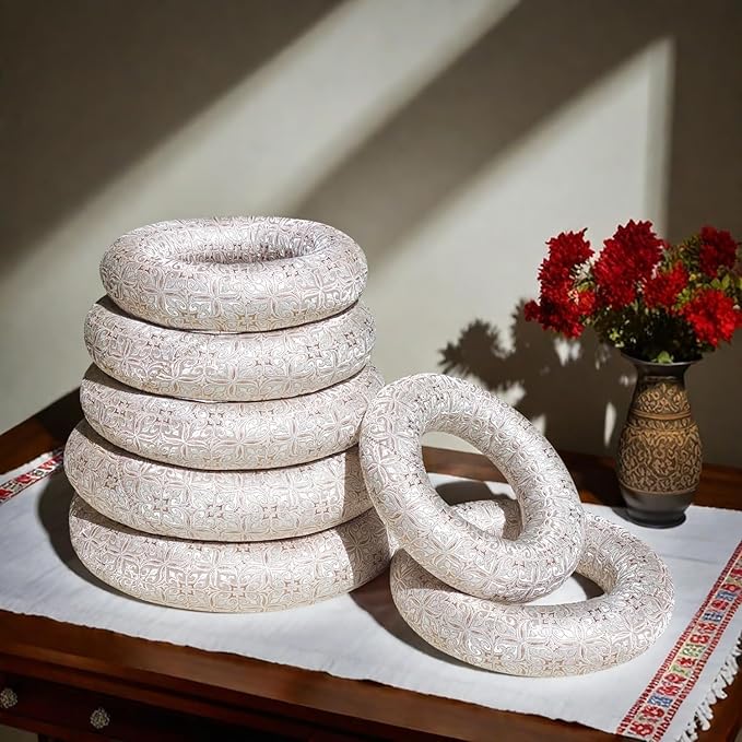7 Pcs Singing Bowl Cushion Set for 6-12" Tibetan Singing Bowls, Handmade Silk Brocade Round Cushion Pillow for Meditation Sound Healing and Crystal Sound Bowls Accessories(Silver) - Bloomnest