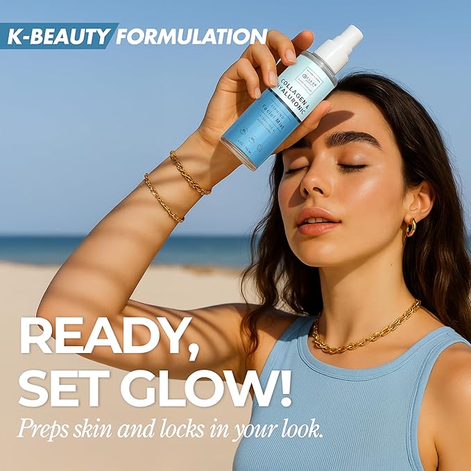 Clear Beauty Hyaluronic Acid & Collagen Face Mist - Dermatologist Tested, Moisturizes & Tones Skin, Anti-Aging, Natural Ingredients, Cruelty-Free, 95% Natural - All Skin Types - 4 OZ - Bloomnest