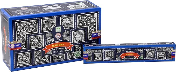 EARTH Satya Super Hit Blue Bell Incense Sticks 15 GMS (Pack of 12) (Green Certified) Indian Perfumed Hand Rolled Agarbatti Perfect for Worship,Relaxation, Medication. Earth