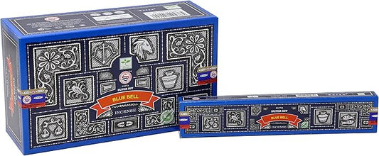 EARTH Satya Super Hit Blue Bell Incense Sticks 15 GMS (Pack of 12) (Green Certified) Indian Perfumed Hand Rolled Agarbatti Perfect for Worship,Relaxation, Medication. Earth