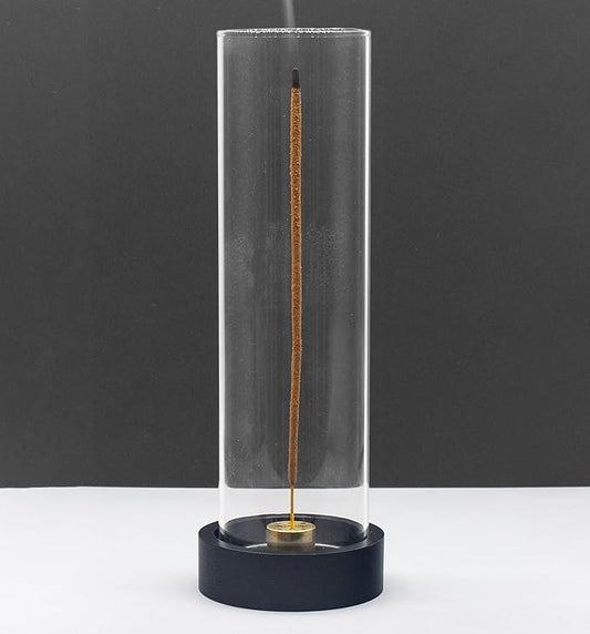 Incense Holder for Sticks,Modern Incense Stick Holder with Glass Ash Catcher[Anti ash Flying], Incense Burner Holder,Zen Glass Incense Holder,for Spa Home Decor Yoga Meditation[Black] - Bloomnest