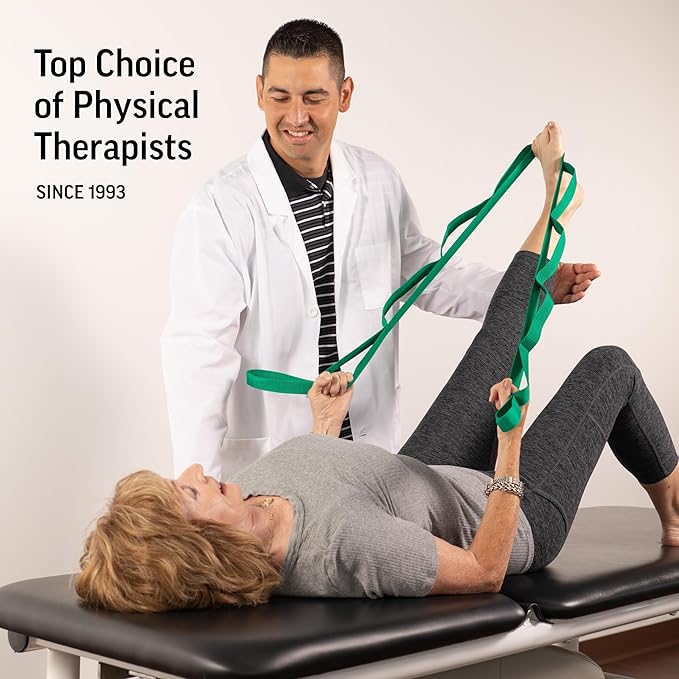 OPTP The Original Stretch Out Strap with Exercise Book, for Flexibility and Mobility Exercises. Stretch Out Straps for Physical Therapy, Yoga Stretching Strap and Knee Therapy Strap. Made in the USA - Bloomnest