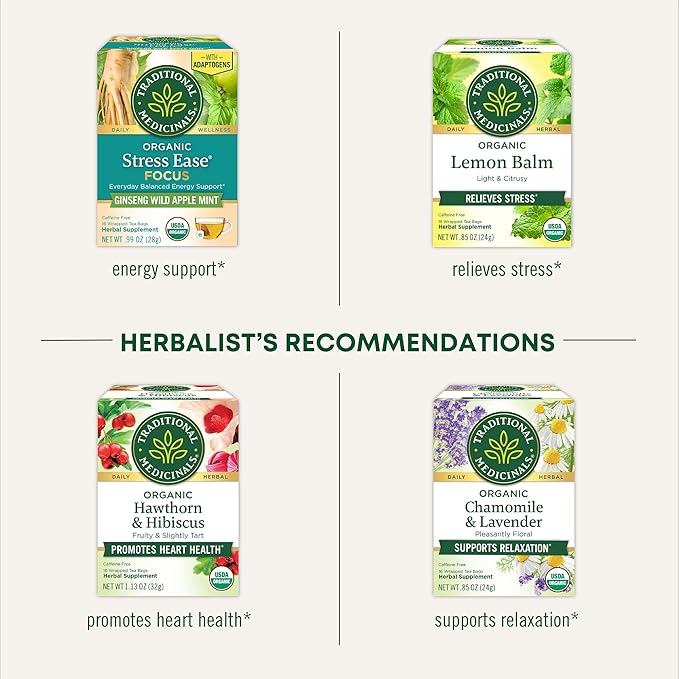 Traditional Medicinals Organic, Rosy Mood, Damiana & Butterfly Pea Flower - Uplifting Mood Support - Kosher, Non-GMO, Caffeine-Free, Compostable - 16 Tea Bags - Bloomnest