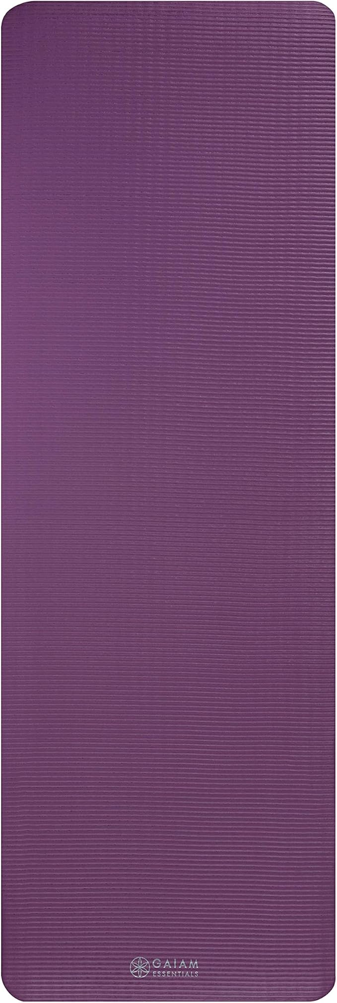 Gaiam Essentials Thick 2/5" (10mm) and Thin 1/4" (6mm) Yoga & Pilates, Fitness & Exercise Mat with Easy-Cinch Carrier Strap