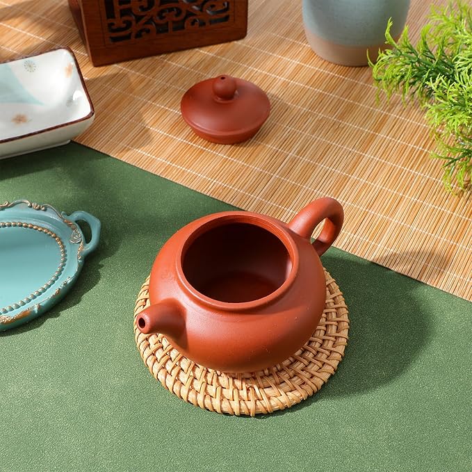 TEHAUX Small Purple Clay Teapot Traditional Handmade Pottery Teapot Ergonomic Handle Chinese Style Tea Kettle for Loose Tea Brewing - Bloomnest