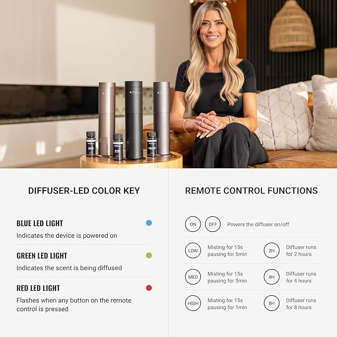 Hotel Collection Studio Pro Essential Oil Diffuser - 600 sq ft Coverage, Wired & Portable with Remote - Cold-Air Diffusion - Only Works with Pro Pod Bottles - Champagne - Bloomnest