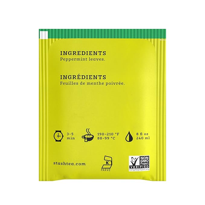 Stash Tea Peppermint Herbal Tea - Naturally Caffeine Free, Non-GMO Project Verified Premium Tea with No Artificial Ingredients, 20 Count (Pack of 6) - 120 Bags Total - Bloomnest