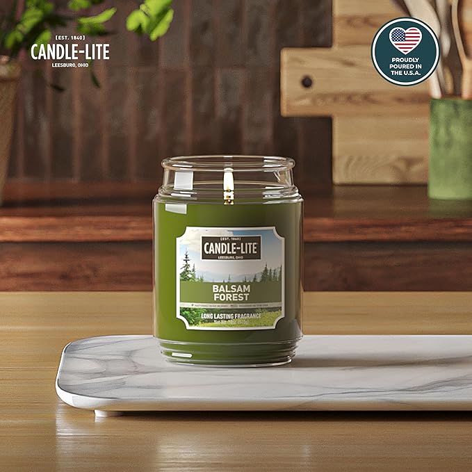 Candle-lite Fall Scented Candles, Balsam Forest Fragrance, 18 oz Jar, Proudly Poured in USA, Aromatherapy Candle, Single-Wick with 110 Hours of Burn Time, Perfect for Creating a Refreshing Ambiance - Bloomnest