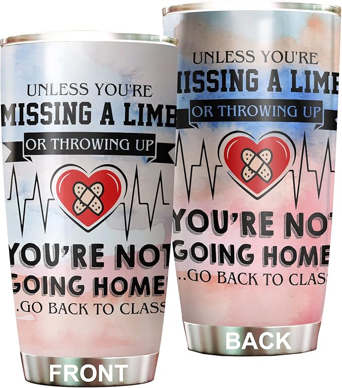 School Nurse Tumbler Stainless Steel 20oz, Funny School Nurse Appreciation Gifts Bulk For Birthday Christmas, School Nurses Day Gifts For Women Men, School Nurse Coffee Cup - Bloomnest