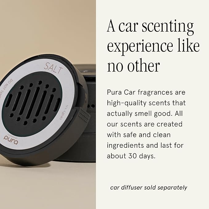 Pura & Unify Co. Car Scent Refill - Fragrance for Pura Car Diffuser - Clean & Safe Luxury Diffuser Scent - Long-Lasting Fragrance for 30 Days of Aroma - Spring & Summer Household Essential - Salt - Bloomnest