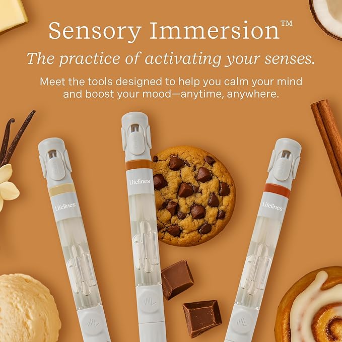 Lifelines Pen Diffuser Set, Chocolate Chip Cookie - 1mm Black Ballpoint Pen with Scented Essential Oil Blend & 2 Ink Refills – Aromatherapy Diffuser & Sensory Immersion Diffuse Aroma As You Write - Bloomnest