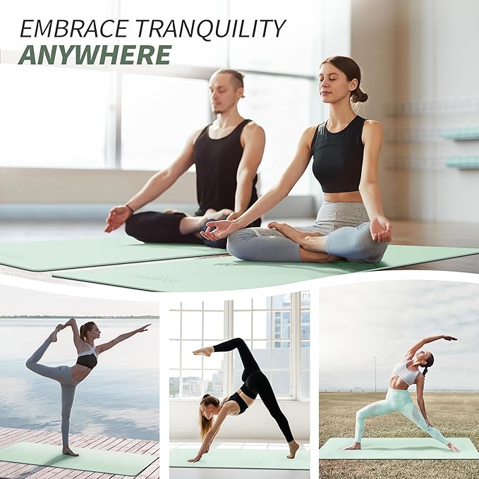 CAMBIVO Yoga Mat for Women Men Kids, 1/3 & 1/4 & 2/5 Inch Extra Thick Yoga Mat Non Slip, 72" x 24" TPE Yoga Mats, Workout Mat with Carrying Strap for Yoga, Pilates and Floor Exercises - Bloomnest