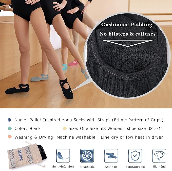 Ozaiic Pilates Socks for Women Non Slip Grip, Yoga Socks with Grippers for Barre, Hospital, Ballet, Dance, Barefoot Workout - Bloomnest