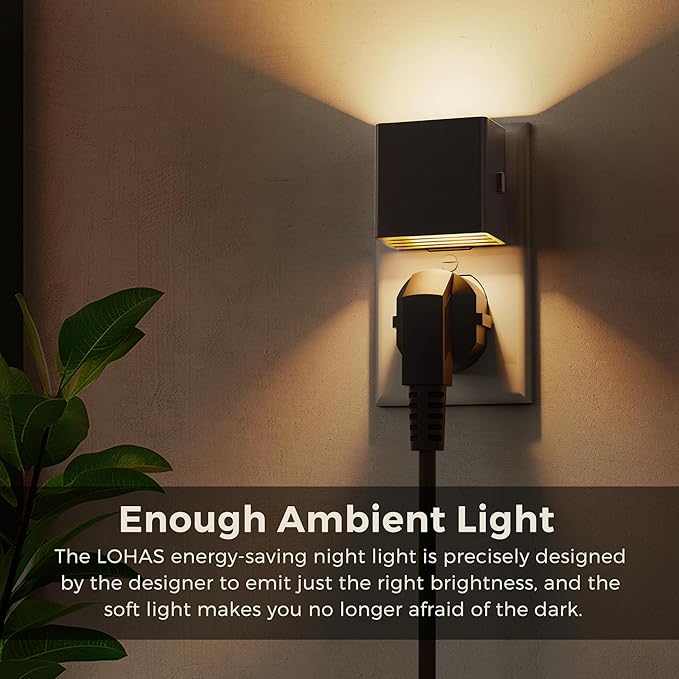 L LOHAS LED Night Lights Plug into Wall,[2-Pack] Plug in Night Light with Dusk to Dawn Sensor,3CCT 1600K/2700K/5000K,Brightness Adjustable,Nightlight for Adults Bathroom Bedroom - Bloomnest