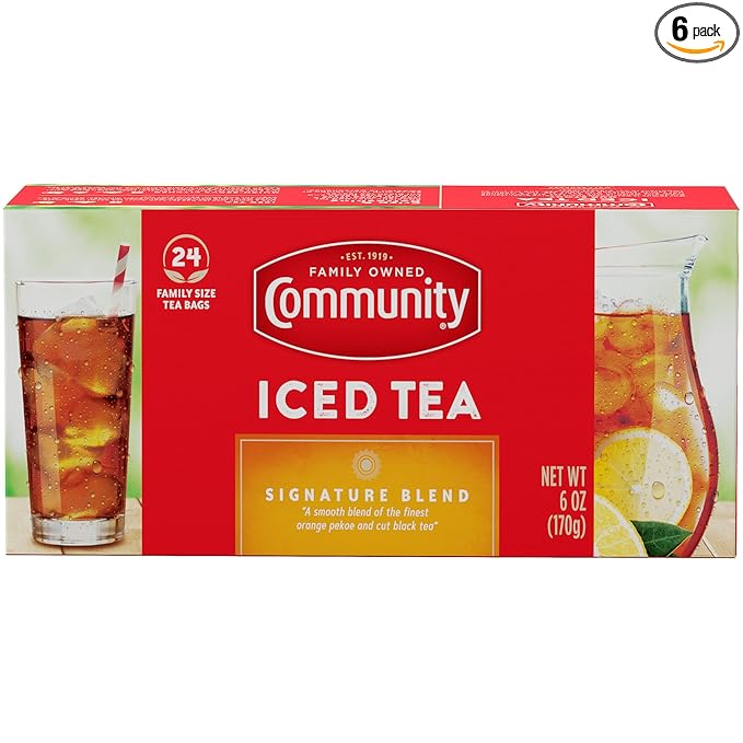 Community Coffee Signature Iced Tea, 144 Family Size Tea Bags, 24 Count Box (Pack of 6) - Bloomnest