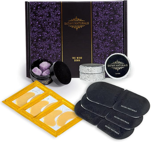 Spa Gift Set for Women – Lavender Aromatherapy Shower Steamers, Sugar Scrub, 24K Gold Eye Masks & Steam Eye Mask | Self Care & Relaxation Gift Box for Stress Relief at Home