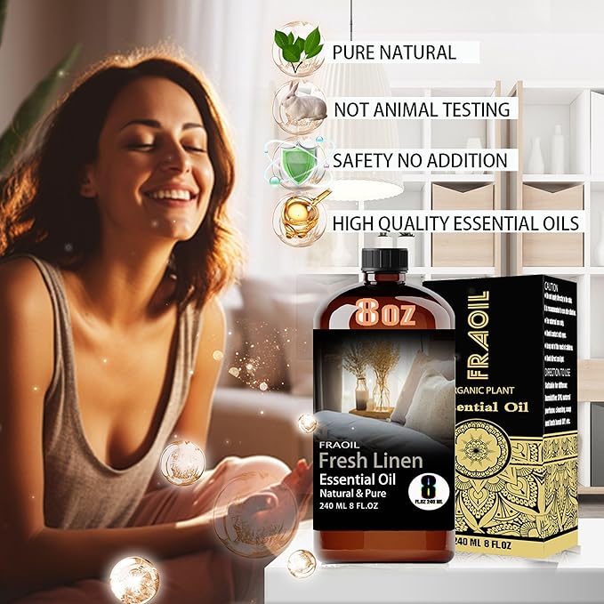 Fresh Linen Essential Oil, Fresh Linen Oil 8 Fl Oz 240ML for Diffuser Humidifier Yoga Cleaning DIY Candle Soap Making Perfume Gift for Women Fragrance Oils - Bloomnest