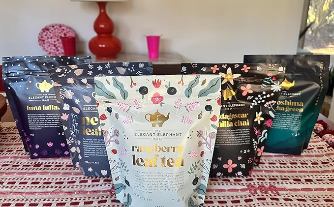 Raspberry Leaf Tea, Loose Leaf Herbal Tea – Supports Pregnancy & Labor Prep, Natural Menstrual Pain Relief – Women's Health – 4.4 oz Resealable Bag (Makes 50 Cups) – The Elegant Elephant - Bloomnest