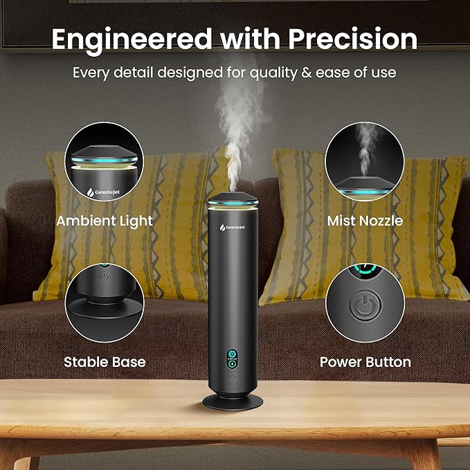 MajesticMist Waterless Essential Oil Diffuser - Aluminum Aromatherapy Scent Diffusers for Home, Room & Hotel, Quiet Aroma Diffuser 4oz, Remote Control, USB-C Powered, LED Display, 1000sq.ft - Bloomnest