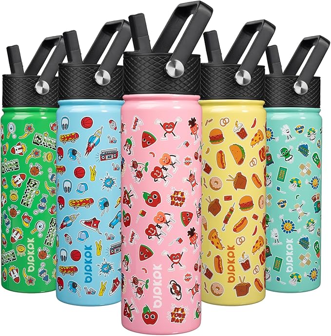 BJPKPK Insulated Water Bottle with Straw Lid, 22 oz Stainless Steel Metal Water Bottles, Reusable Leak Proof BPA Free Water Bottles, Cups, Thermo, Passionate-Pink - Bloomnest