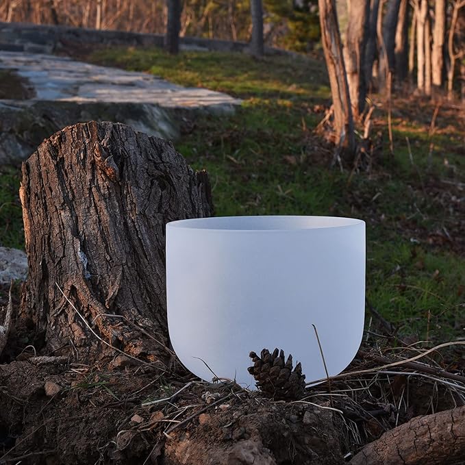 TOPFUND F Note Heart Chakra Crystal Singing Bowl 10 Inch with Heavy Duty Carrying Case and Suede Mallet