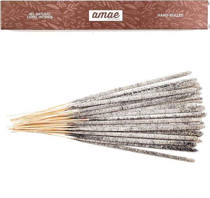 Authentic 100% White Copal Incense Sticks - Thick, Natural Mayan Resin for Spiritual Practices, Meditation, Yoga, Cleansing, Relaxation - Smooth Burning, Long Lasting, Handmade in Mexico - 20 Sticks