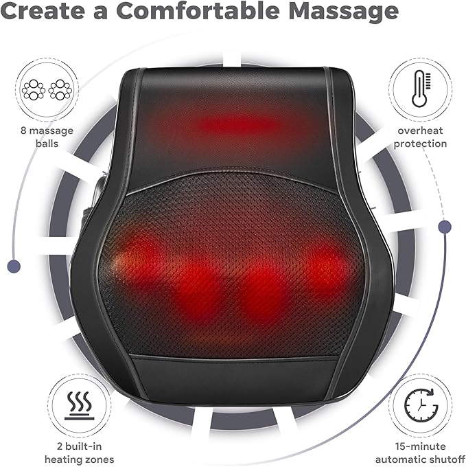 Neck and Back Massager for Pain Relief Deep Tissue with Heat, Shiatsu Shoulder Massager with Bi-Directional Rotating Head for Neck, Back, Shoulders, and Legs - Bloomnest