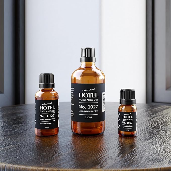 AirScent Hotel Diffuser Oil No. 1027 Inspired by The Zen Hotel Scent - Premium Fragrance Oil for Ultrasonic and Waterless Diffusers and Crafting - 10 mL, 0.34 fl oz Glass Bottle with Dropper - Bloomnest