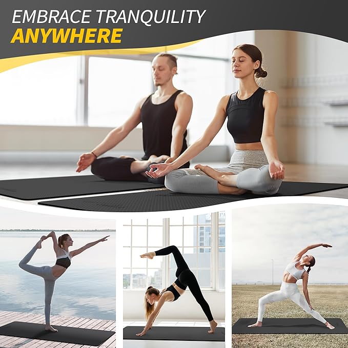 CAMBIVO Yoga Mat for Women Men Kids, 1/3 & 1/4 & 2/5 Inch Extra Thick Yoga Mat Non Slip, 72" x 24" TPE Yoga Mats, Workout Mat with Carrying Strap for Yoga, Pilates and Floor Exercises - Bloomnest
