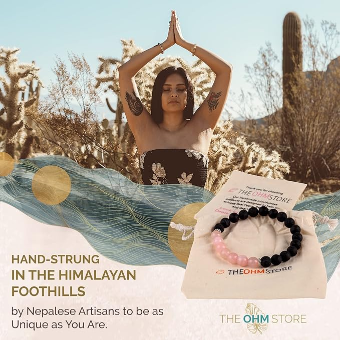 Moon in Sun Singing Bowl Set Bundle with Lava Stone and Rose Quartz Mala Bracelet — Handcrafted in Nepal for Chakra Healing, Meditation, and Aromatherapy Essential Oil Diffusion - Bloomnest