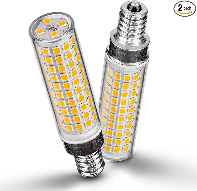 E12 100 Watt LED Candelabra Bulbs Equivalent C7,2700K Warm White,1200 lm T6 E12 12W LED Candle Bulbs for Ceiling Fan Chandelier Pendant Lighting Salt Lamp,Non-dimmable,2 Pack - Bloomnest