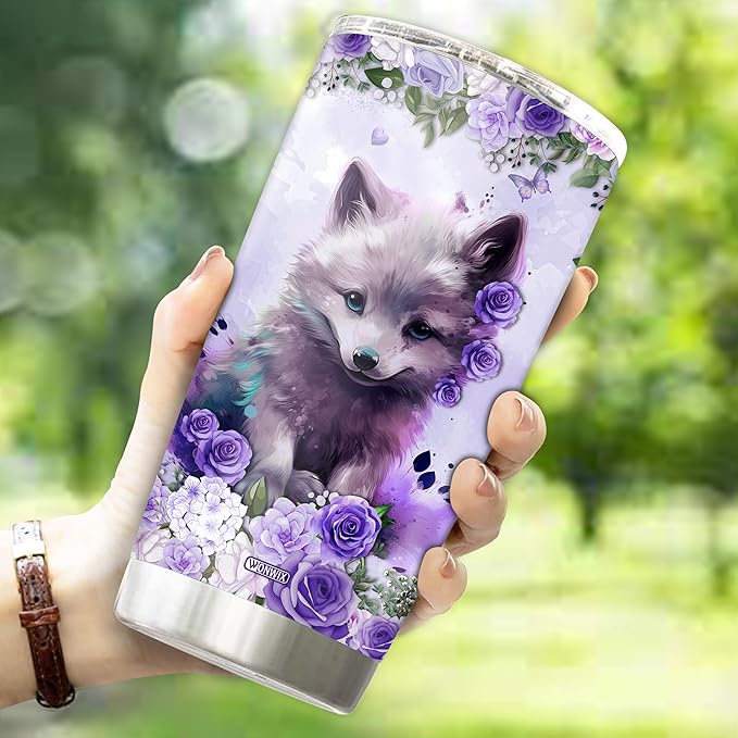 Personalized Wolf Gifts Wolves Gift For Women, Girls Lover Coffee Cup Mug Travel Mugs 20oz Stainless Steel Thermos Tumbler With Lids (WOLF) - Bloomnest