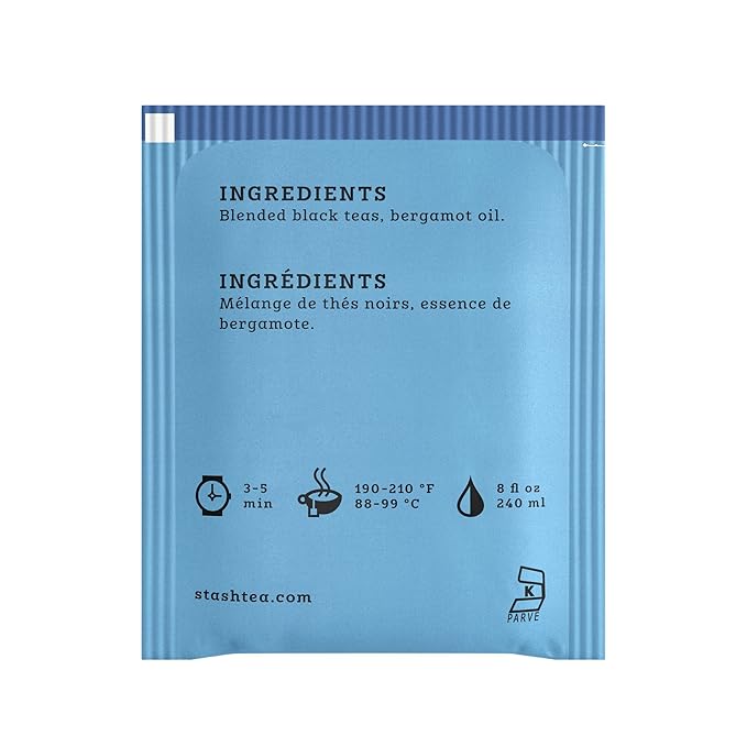 Stash Tea Double Bergamot Earl Grey Black Tea - Caffeinated, Non-GMO Project Verified Premium Tea with No Artificial Ingredients, 18 Count (Pack of 6) - 108 Bags Total - Bloomnest