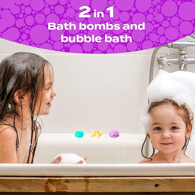 Squishy Bath Bombs for Girls & Boys with Surprise Toys Inside (6 Pack) - Large Bubble Bath Bombs & Hidden Figures, Gentle and Safe Fizzies, Made in USA, Gifts for Kids by Two Sisters - Bloomnest