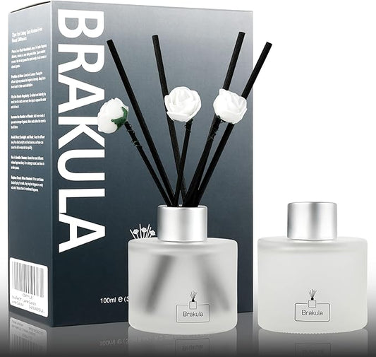 Brakula 2 Pack Reed Diffuser Set, Sandalwood Rose Scented, Home Fragrance with 14 Sticks Bathroom Decor, Reed diffusers for Home 6.76 fl oz (Sandalwood Rose)