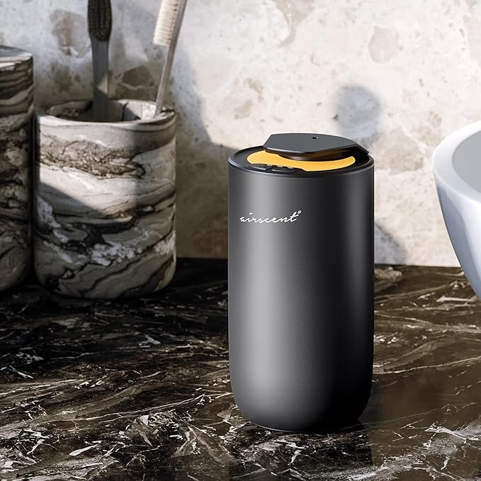The AirScent Mini Waterless Diffuser for for Homes, Offices, Spas and Hotels - Titanium Black Finish - Fragrance Oil Aromatherapy Diffuser for Aesthetic Scenting -15 mL Capacity - Night Light Feature - Bloomnest