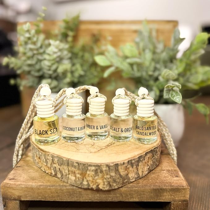 Amber & Vanilla Hanging Car Air Freshener – Long Lasting Essential Oil Diffuser for Car, Closet, Bathroom – 2-Pack Natural Scent Deodorizer - Bloomnest