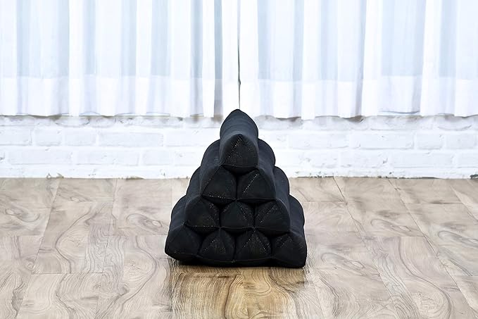 Leewadee Triangle Cushion – Comfortable Backrest for TV or Reading, Incline Pillow for Relaxing Made of Kapok, 20 x 13 x 13 inches, Black - Bloomnest