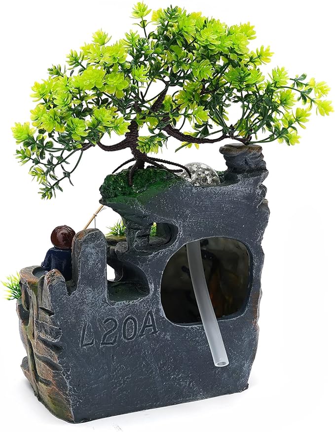 Gdrasuya10 Waterfountain Indoors Rockery Fountain Goldfish Waterfall Desktop Rockery Fountain Waterfall Water Sound Ornament