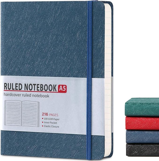 Lined Journal Notebook for Women Men 216 Pages A5 Hardcover Journals for Writing Daily Journaling Notebook for Work, School, Note Taking, Business, Travel Navy Blue - Bloomnest